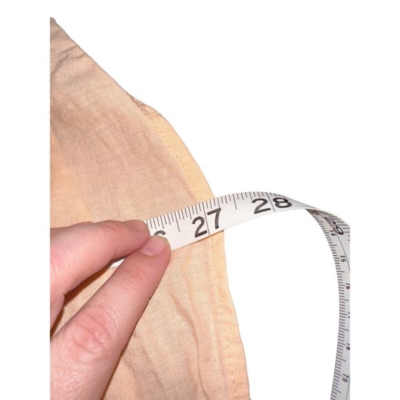 Sandro Linen Blend Roll Tab Top Plus Size 3X Peach Orange V Neck - Picture 6 of 6